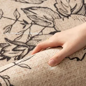 Thick vintage French floral carpet with woven texture and premium high density feel