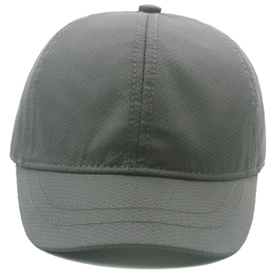 Dark grey quick-dry baseball cap with honeycomb pattern and 5cm short brim for outdoor sports