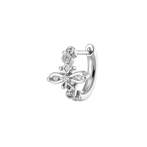 Orecchini a cerchio huggie classici in argento con croce e zirconi scintillanti