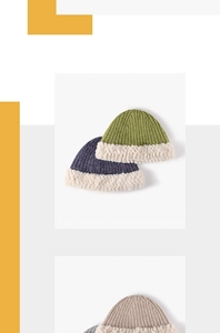 Detail of chunky knit bucket hats featuring warm faux fur brims in various colors