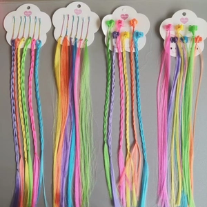 Estensioni Capelli Colorati Bambini Arcobaleno Trecce Lisce Clip Snap Claw Accessori Capelli Festival