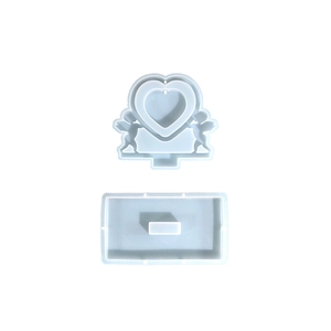 DIY silicone mold set featuring heart shape with Cupid angels and rectangular base stand