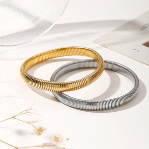 Elastic spiral metal bracelets in gold and silver finish for men and women