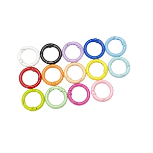 Colorful metal spring o-rings for DIY keychains and bags in multiple vibrant colors