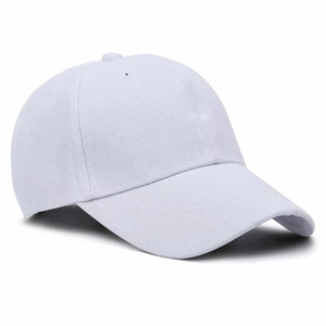 Classic white solid color baseball cap in high-quality twill fabric for outdoor activities