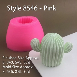 Detailed pink silicone mold for 3D cactus shaped candles and succulents crafts