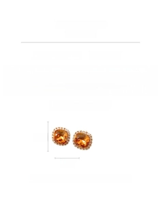 Détails des boucles d'oreilles carrées en zircon orange de 1,5 cm plaquées or 18k