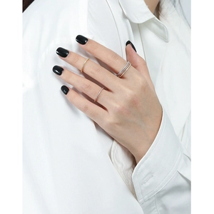 S925 sterling silver minimalist stackable rings with zircon inlay in gold and silver