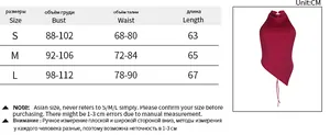 Size chart table for halter backless tank top showing S, M, L measurements in centimeters