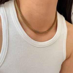 Mesh Chain Necklace 304 Stainless Steel Chunky Choker Hip Hop Minimalist Jewelry For Women