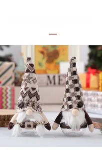 Detailed view of gnome candy boxes featuring knitted hats with coffee bean accents