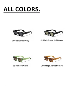 Matrix view of retro cat eye sunglasses in black, green, and apricot vintage frame colors