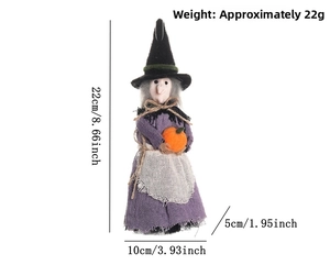 Halloween witch doll hanging decoration measuring 22cm high and 10cm wide with pumpkin