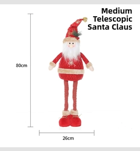 Medium telescopic Santa doll with 80cm height, red knit fabric and sequin snowflakes
