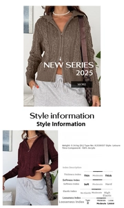 Detail of cable knit cardigan texture with polo collar and dual zipper feature