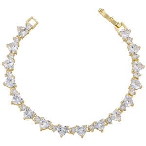 Elegant 18K gold plated heart bracelet with micro-set zircons and round cut gemstones