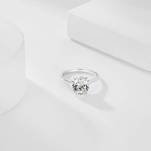 Macro view of a refined S925 sterling silver ring with a large oval-cut gemstone