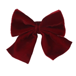 Red velvet Christmas bow napkin ring holder for festive table setting decorations