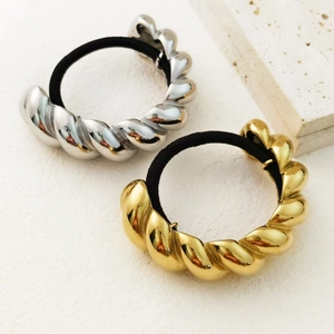 Élastiques À Cheveux En Acier Inoxydable Corde Torsadée Anneau Métallique Minimaliste Porte Queue De Cheval Accessoires De Luxe