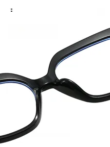 Macro detail of integrated nose pads on black square anti-blue light glasses frames