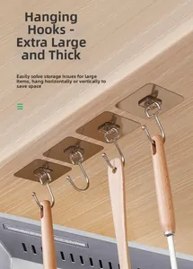 Extra large adhesive hooks for kitchen utensils showing high load-bearing capacity