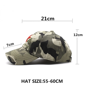Camouflage military flat top cap with embroidered red star and Force logo for outdoors