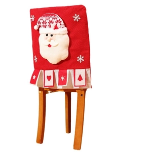 Christmas chair cover featuring 3D Santa Claus and knitted snowflake patterns