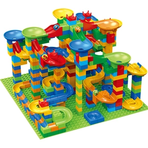 Marble Run Building Blocks Toy Set Large Particle DIY Pipeline Slide Blocks Educational Puzzle Toys With Emoji Balls Kids Gift