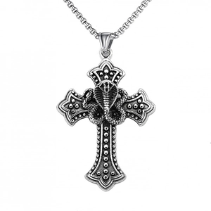 Vintage Punk Stainless Steel Chain Alloy Pendant Necklace Gothic Skull Snake Cross Wolf Dragon Thor's Hammer Jewelry For Men