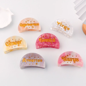 Star constellation marble pattern hair claws with gold engraving for hair accessories