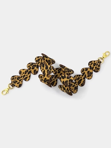 Leopard print heart-shaped replacement shoulder strap with gold metal lobster clasps