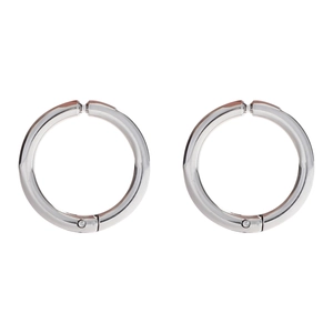 Polished silver stainless steel hoop earrings with hinged closure for men and women