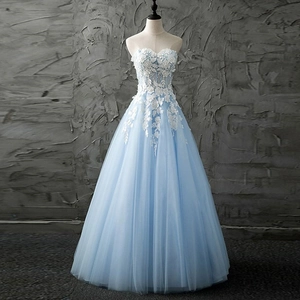 Robe De Soirée Applique En Dentelle Col Coeur Sans Manches Tulle Ligne A Longueur Sol Robe De Bal Mariage Pour Femmes
