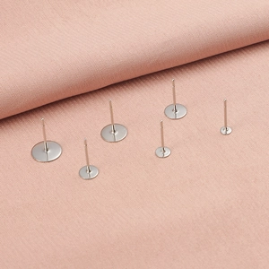 Flat head stainless steel earring posts with round base for DIY jewelry making
