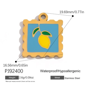 Detailed size specifications for the stainless steel lemon stamp pendant charm