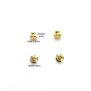 14K gold filled flower bead caps set, 3x4mm jewelry parts with 1.5mm hole