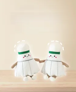 Detail of creative shuttlecock plush toys with cute smiling faces and handshake pose