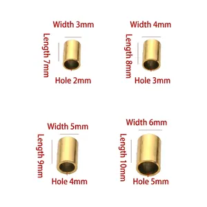 Gold stainless steel cylinder end caps in four sizes for jewelry making