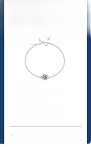 Detailed specs for 1ct moissanite S925 silver snowflake bracelet with 16+3cm chain length