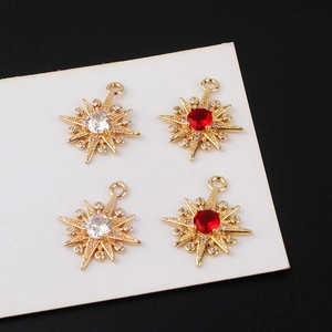 Gold-plated eight-pointed star pendant with micro-set zircon for DIY jewelry making