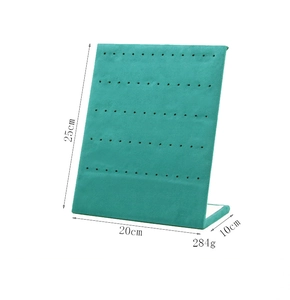 Detailed view of microfiber velvet jewelry stand showing dimensions 25x20x10cm