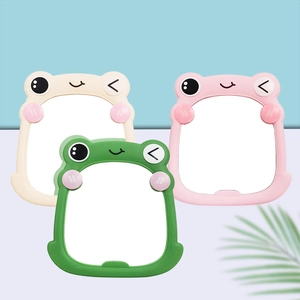 Cute frog-shaped makeup mirrors in green, pink and beige for student desk or wall mounting