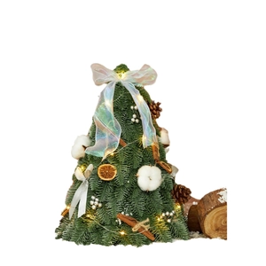 Mini albero di Natale in feltro fai-da-te con luci LED, pigne e decorazione da tavolo