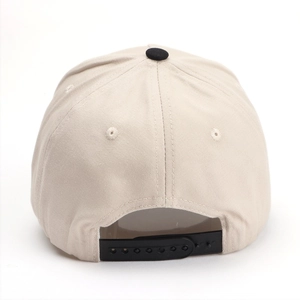 Two-tone baseball cap with letter embroidery and adjustable snapback closure