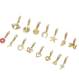 DIY 18K gold stainless steel pendants with lobster clasps in various shapes on white back