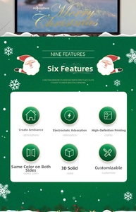 Detail of Christmas static window stickers showing HD printing and double-sided color effect