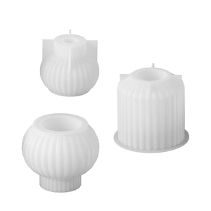 White translucent silicone resin molds for striped candle cups and DIY plaster ornaments
