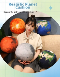 Detailed realistic plush 3D earth pillow with soft texture for educational play and decor
