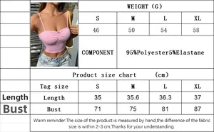 Tableau des tailles avec mesures du buste et de la longueur pour ce top sexy en dentelle