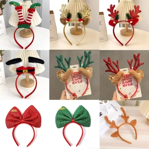 Christmas Headband Sequin Reindeer Antlers Elf Leg Hair Hoop For Holiday Party Decor Festive Costume Accessory For Women